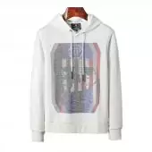 sweat jacket philipp plein discount hoodie usa flag hot drilling blanc